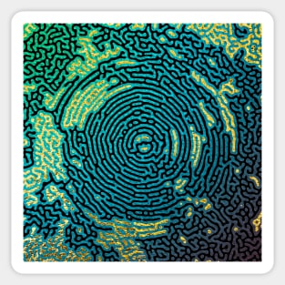 Dark Green Blue Maze Labyrinth to get Lost in. Sticker